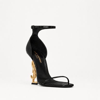 Patent leather heeled sandals